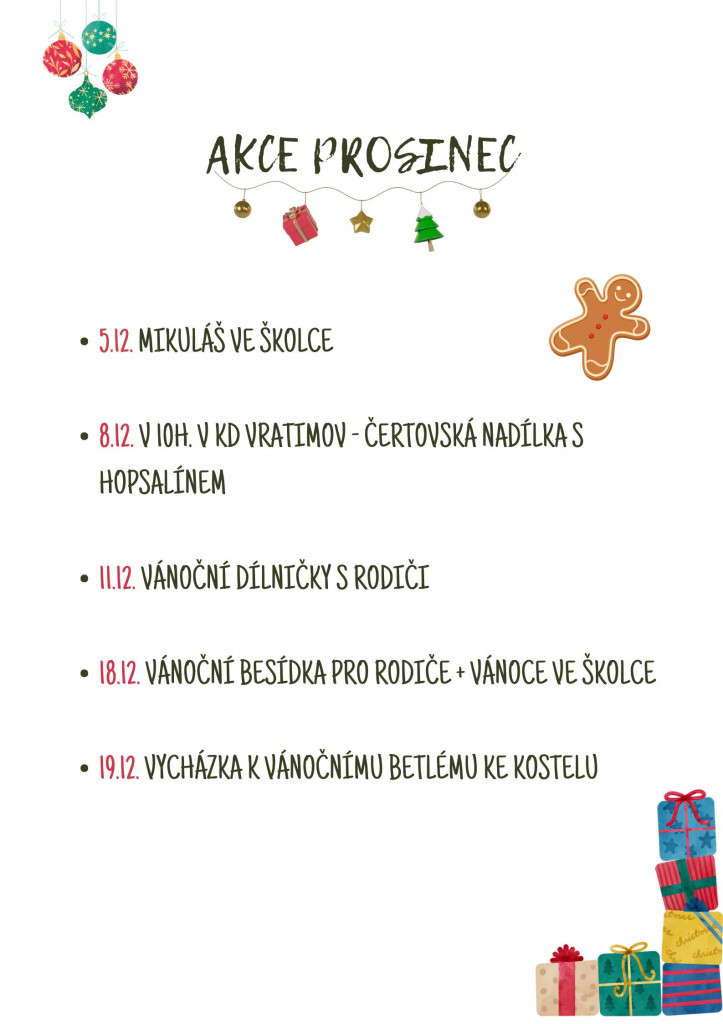 seznam akcí na prosinec